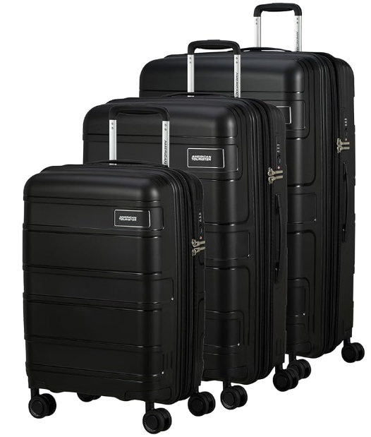 American Tourister Skymax - Juego de Maletas de 3 Piezas, Negro (Bass Black)