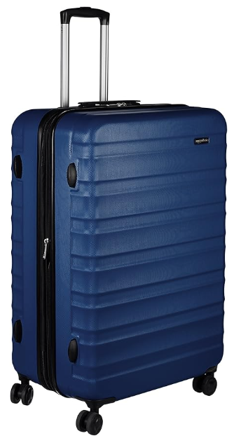 Amazon Basics - Maleta de viaje rígidaa giratoria - 78 cm, grande, Azul marino