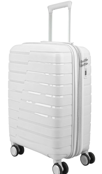 EUES Maletas de Viaje Cabina Pequeña Trolley Rígida (48 x 35 x 20 cm), Maletas de Viaje con Ruedas Giratorias y Cerraduras de Dial Material PP Ligero (Blanco-XS)