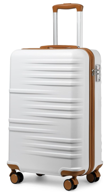 British Traveller Maleta de Cabina Maleta de Viaje Rígida Equipaje de Mano ABS+PC Ligera con Cerradura TSA (20 Pulgadas, Blanco)