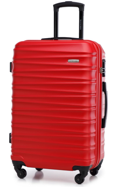 WITTCHEN Maleta de Viaje Equipaje de Mano Maleta de Cabina Maleta de ABS con 4 Ruedas giratorias Cerradura de combinación Asa telescópica Groove Line Tamaño M Rojo
