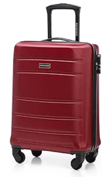 WITTCHEN Maleta de Viaje Equipaje de Mano Maleta de Cabina Maleta de ABS con 4 Ruedas giratorias Cerradura de combinación Asa telescópica Globe Line Tamaño S Rojo
