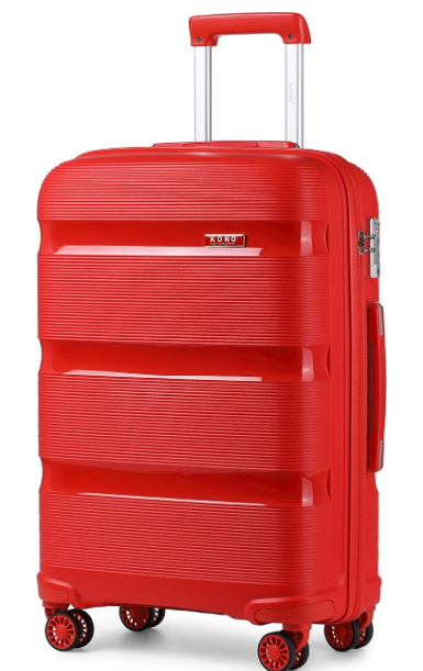 Kono Maletas de Viaje Rígida 4 Ruedas Trolley, Maleta Mediana 24 Pulgadas, Resistente y Ligera, Cerradura TSA, Cremallera YKK, Rojo
