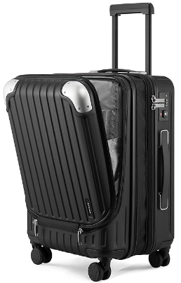 LEVEL8 Maleta Cabina Ampliable ABS+PC Equipaje de Mano Trolley Rígido Ligero Maletas de Viaje con 4 Ruedas Dobles Giratorias 360º y Candado TSA, 55x37x25CM, 42L, Negro
