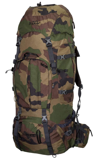 Tashev Trekking Rucksack 100L + 20L TASCHEV MOUNT 120 Liter - Rucksack mit wasserdichter Abdeckung (camouflage)
