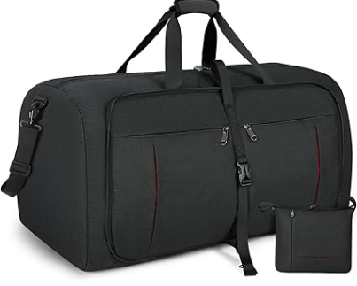 NUBILY Bolsa de Viaje Plegable 65L Grande Bolsa Deporte para Hombre Mujere con Compartimento Zapatos Bolsa Gimnasio Bolsa Fin de Semana Negro
